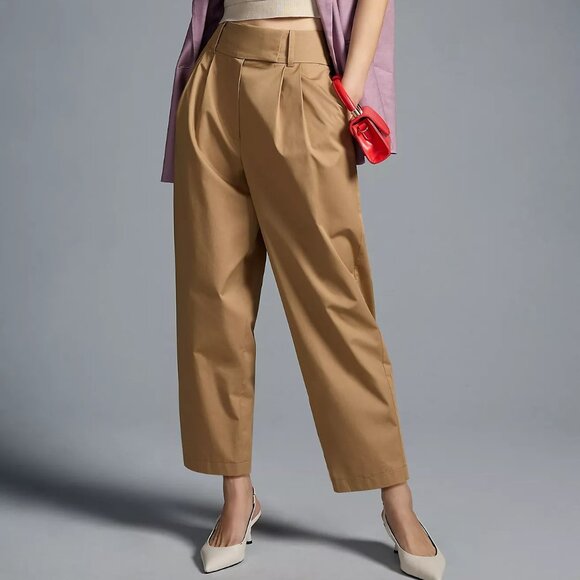 Anthropologie Exquise Barrel-Leg Chino Pants - Cedar Brown - Size Medium
